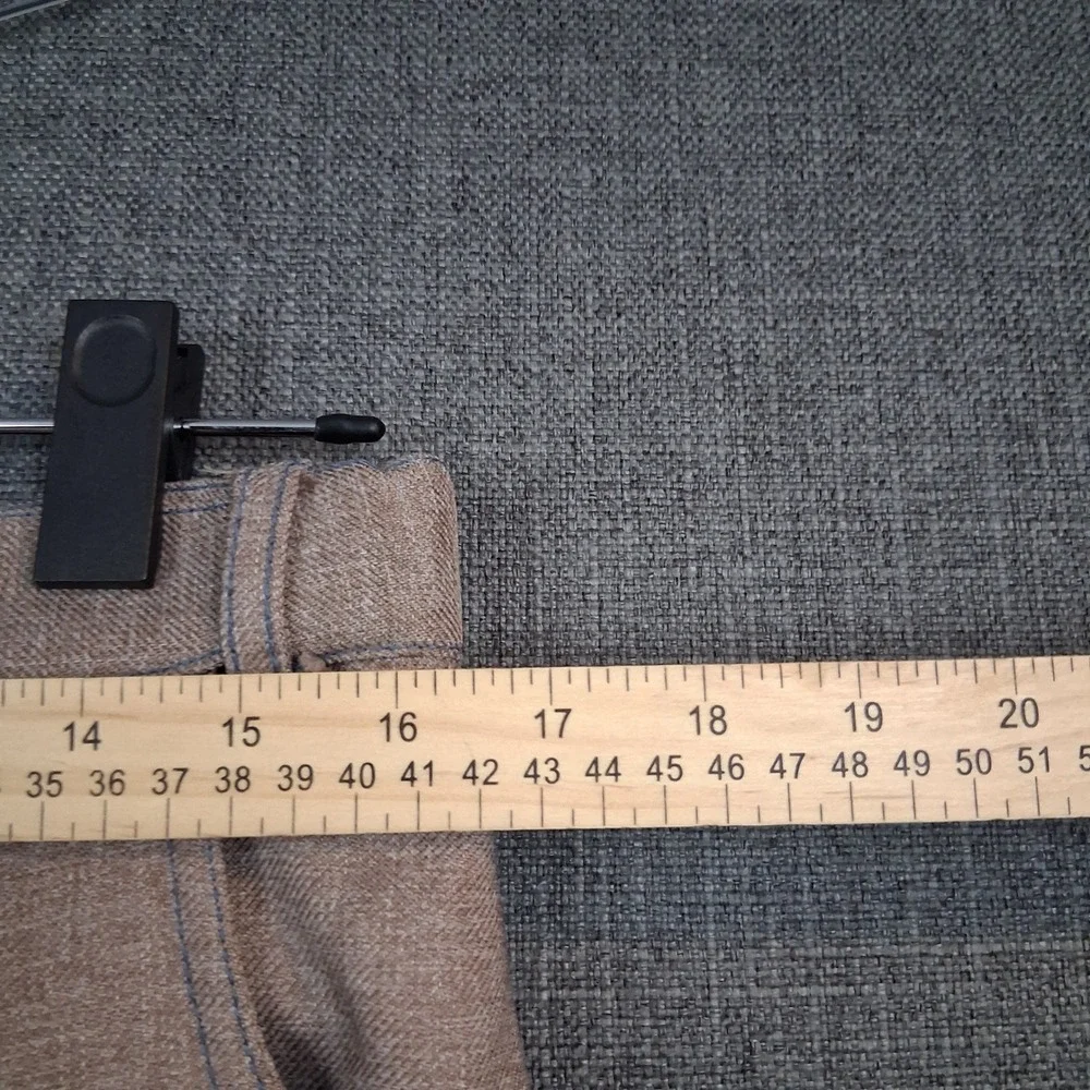 Vintage Tan Workwear Straight Leg Pants Blue Contrast Stitching Mens 33x22.5